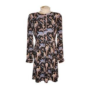 Ann Taylor Loft Peacock Dress Size 2‎ Long Sleeve Black